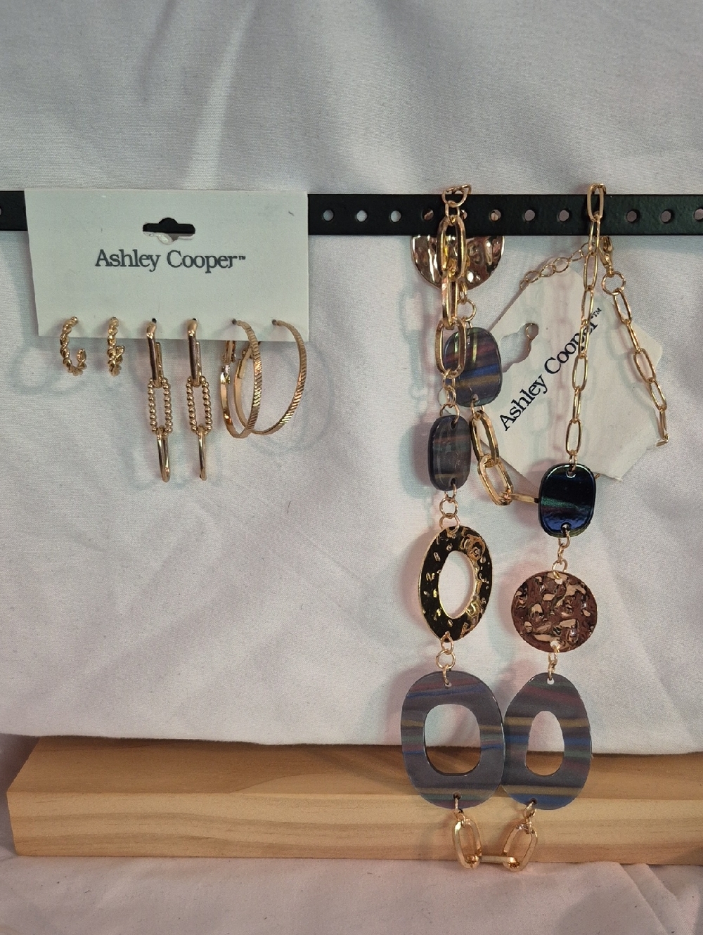 Ashley Cooper Gold-Tone Hoop & Abalone Pendant Jewelry Set